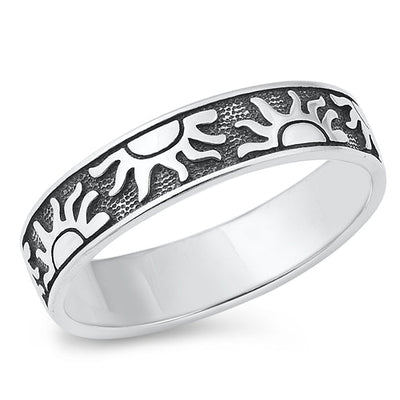 Sterling Silver Oxidized 5mm Sun Ring