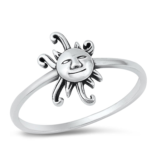 Sterling Silver Oxidized 12.5mm Sun Ring