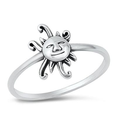Sterling Silver Oxidized 12.5mm Sun Ring