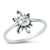 Sterling Silver Oxidized 12.5mm Sun Ring