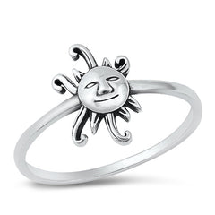 Sterling Silver Oxidized 12.5mm Sun Ring