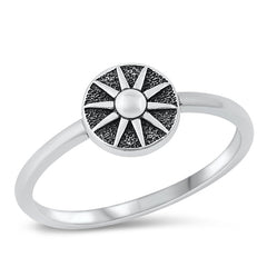 Sterling Silver Oxidized 7.7mm Sun Ring