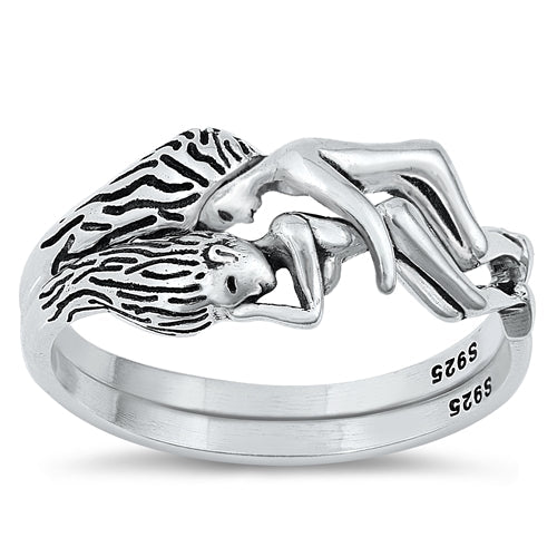 Sterling Silver Oxidized Lovers Ring