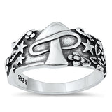 Sterling Silver Oxidized 12mm Mushroom Ring