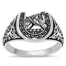 Load image into Gallery viewer, Sterling Silver Oxidized Horse Ring
