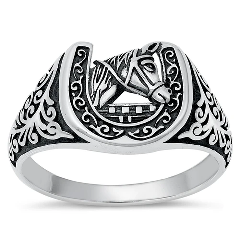 Sterling Silver Oxidized Horse Ring