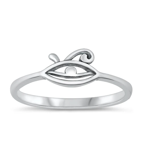 Sterling Silver Oxidized 6.4mm Eye Ring