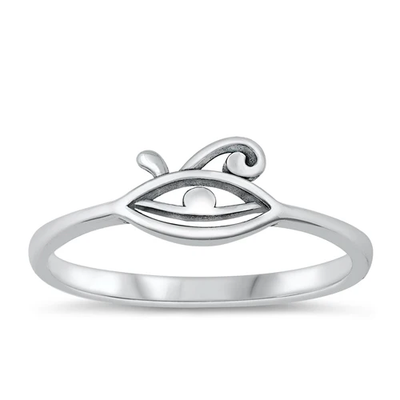 Sterling Silver Oxidized 6.4mm Eye Ring