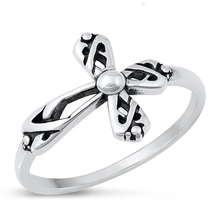 Load image into Gallery viewer, Sterling Silver Oxidized 13mm Cross Ring