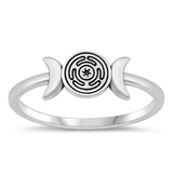 Sterling Silver Oxidized 6.2mm Moon Ring