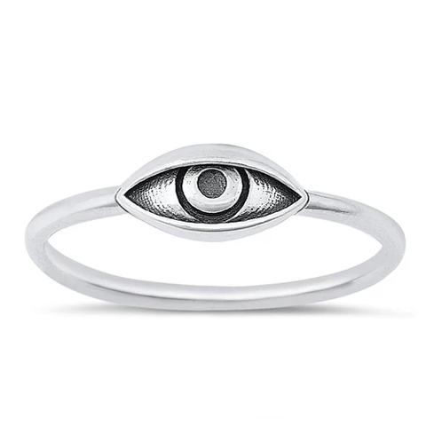 Sterling Silver Oxidized 4.9mm Eye Ring
