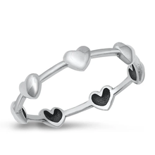 Load image into Gallery viewer, Sterling Silver Oxidized 3.6mm Hearts Ring