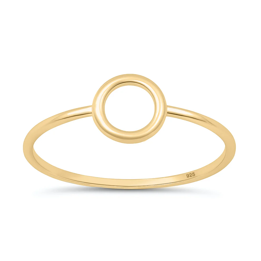 Sterling Silver Yellow Gold Plated Open Circle Ring