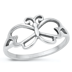 Sterling Silver Oxidized 9.6mm Butterfly Ring