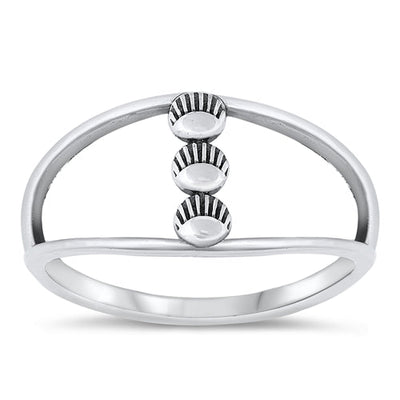Sterling Silver Oxidized Three Circles Ring