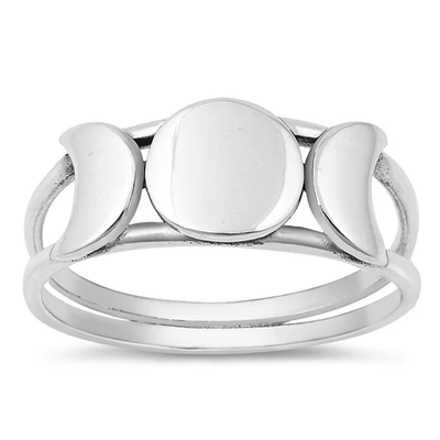 Sterling Silver Oxidized Moon Phases Ring