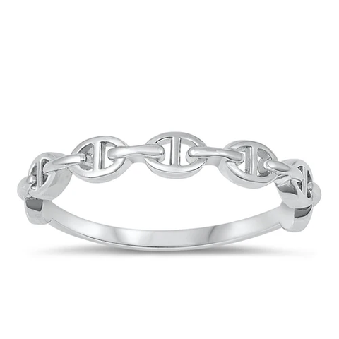 Sterling Silver Rhodium Plated 3.5mm Chain Ring