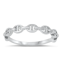 Sterling Silver Rhodium Plated 3.5mm Chain Ring