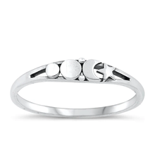 Load image into Gallery viewer, Sterling Silver Oxidized 3.4mm Moon And Star Ring