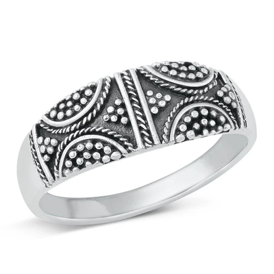 Sterling Silver Oxidized 7.5mm Bali Ring