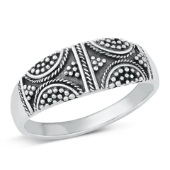 Sterling Silver Oxidized 7.5mm Bali Ring
