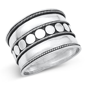Sterling Silver Oxidized And Polished Bali Ring