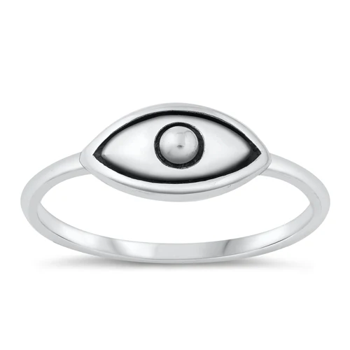 Sterling Silver Oxidized Evil Eye Ring