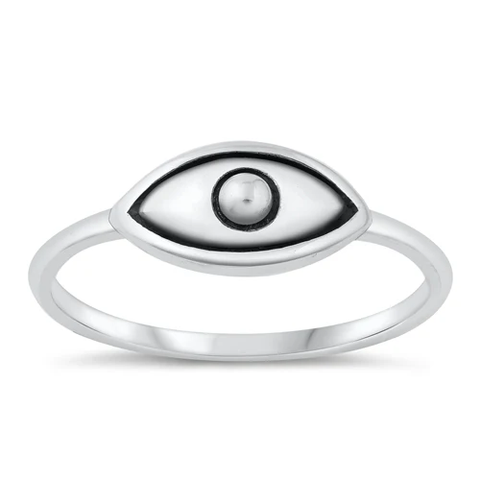 Sterling Silver Oxidized Evil Eye Ring