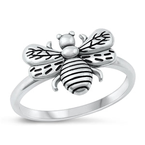 Sterling Silver Oxidized Bee Ring