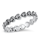 Sterling Silver Oxidized Heart and Cross Ring-3.6mm