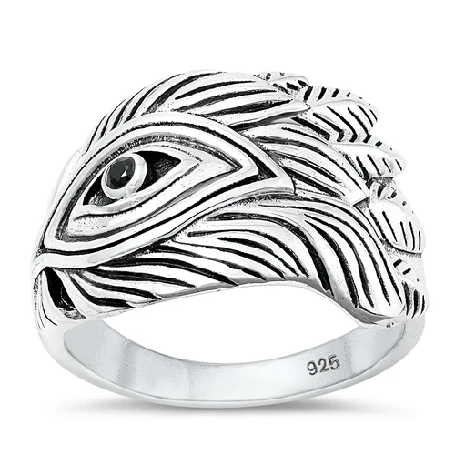Sterling Silver Oxidized Peacock Feather Ring