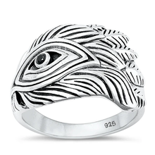 Load image into Gallery viewer, Sterling Silver Oxidized Peacock Feather Ring