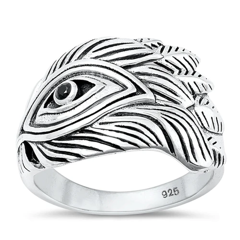 Sterling Silver Oxidized Peacock Feather Ring