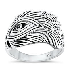 Sterling Silver Oxidized Peacock Feather Ring
