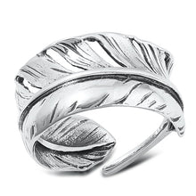 Load image into Gallery viewer, Sterling Silver Oxidized 12.8mm Feather Ring