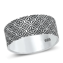 Load image into Gallery viewer, Sterling Silver Oxidized 9.4mm Cross Ring