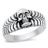 Sterling Silver Oxidized 11mm Skull Ring