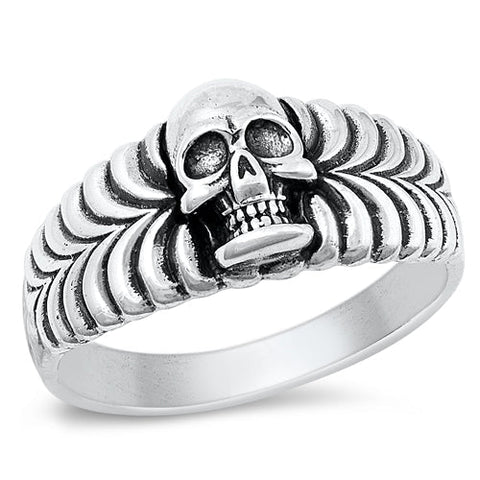 Sterling Silver Oxidized 11mm Skull Ring