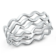 Load image into Gallery viewer, Sterling Silver Oxidized Wave Lines Ring