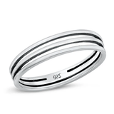 Sterling Silver Oxidized Three Lines Ring