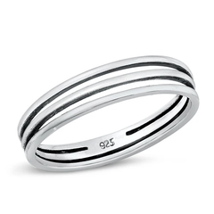 Sterling Silver Oxidized Three Lines Ring