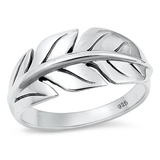 Sterling Silver Oxidized Feather Ring