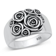 Load image into Gallery viewer, Sterling Silver Oxidized Roses Ring