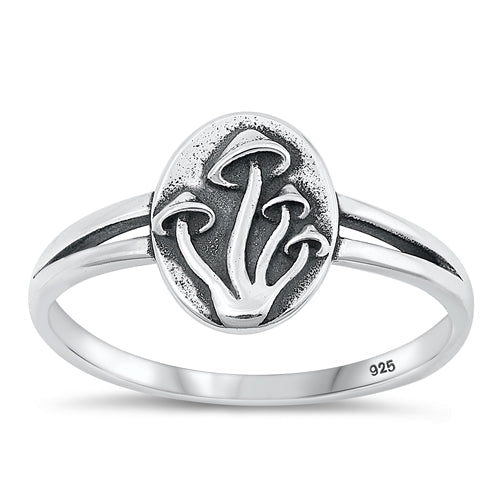 Sterling Silver Oxidized Mushroom Ring-11.2mm