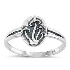 Sterling Silver Oxidized Mushroom Ring-11.2mm