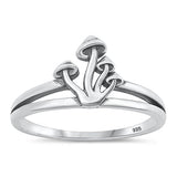 Sterling Silver Oxidized Mushrooms Ring-10.6mm