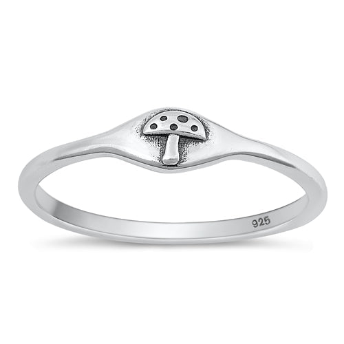 Sterling Silver Oxidized Mushroom Ring-4.3mm