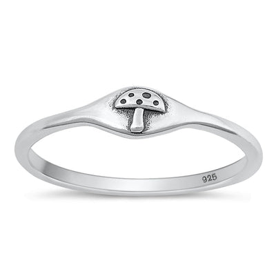 Sterling Silver Oxidized Mushroom Ring-4.3mm