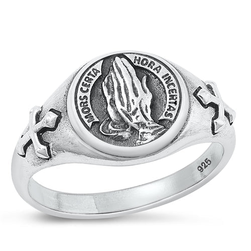 Sterling Silver Oxidized Praying Hands Ring