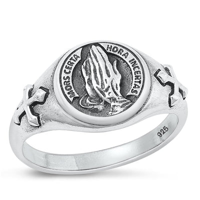 Sterling Silver Oxidized Praying Hands Ring